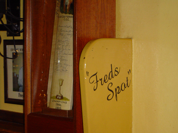 Fred's seat at the Cross Keys Inn.