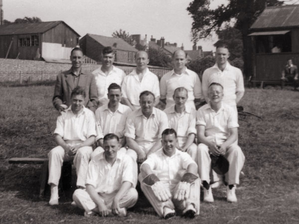 Burbage cricketers in 1955 at Hinckley Road.