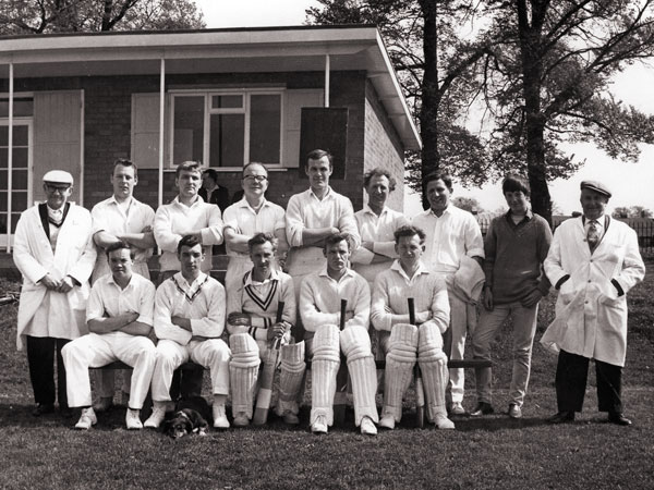 Burbage cricket team in 1966 outside the newly constructed pavilion.