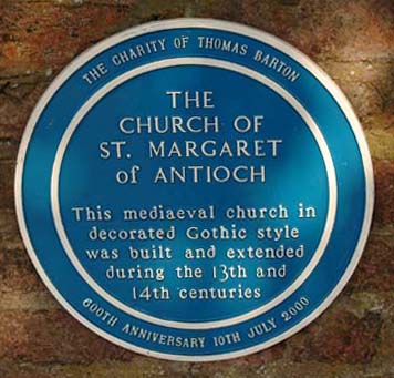 Blue Plaque for the Church of St. Margaret of Antioch