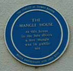 Blue Plaque for The Mangle House