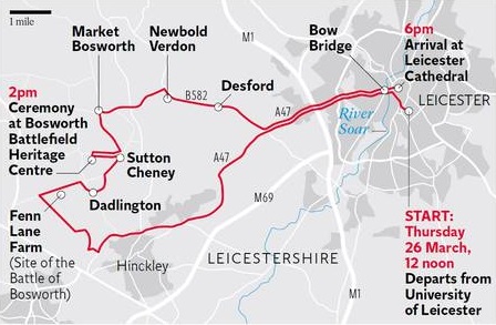 The route King Richard III final journey