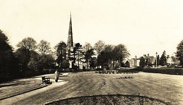 Argents Mead: Memorial Gardens, church and vicarage, c.1950
