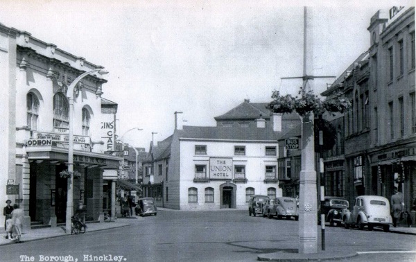 Looking towards the Union Hotel with the Odeon Cinema to the left, about 1950.