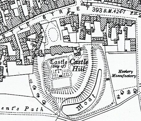 1902 OS Map showing plan of Castle Hill House