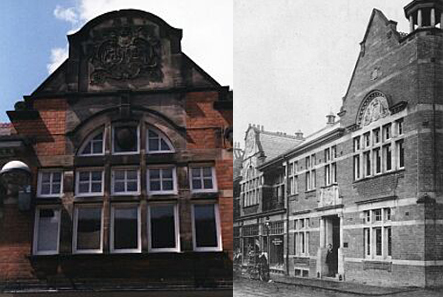 left: Upper floor window detail. right: The Constitutional Club in the 1920s.