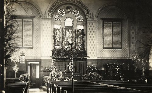 Interior of the Holy Trinity Church looking east, Harvest-tide, 1904