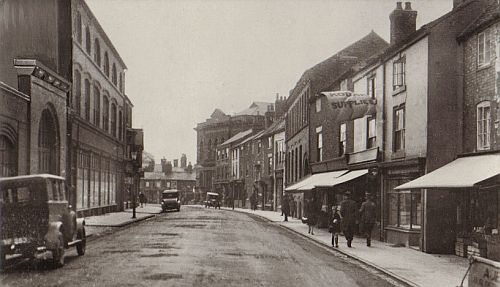 New Buildings looking towards the Stockwell Head junction. In the distance, to the right, is the imposing Wesleyan Methodist chapel of 1878