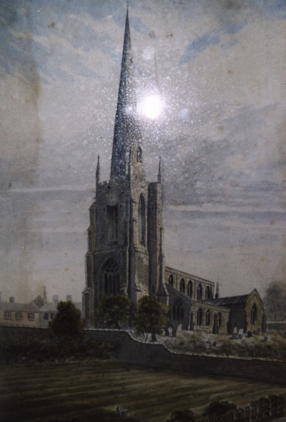 Watercolour showing St Mary's in the early nineteenth century