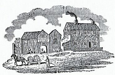Early 19th century woodcut showing Hinckley Wharf (1802)