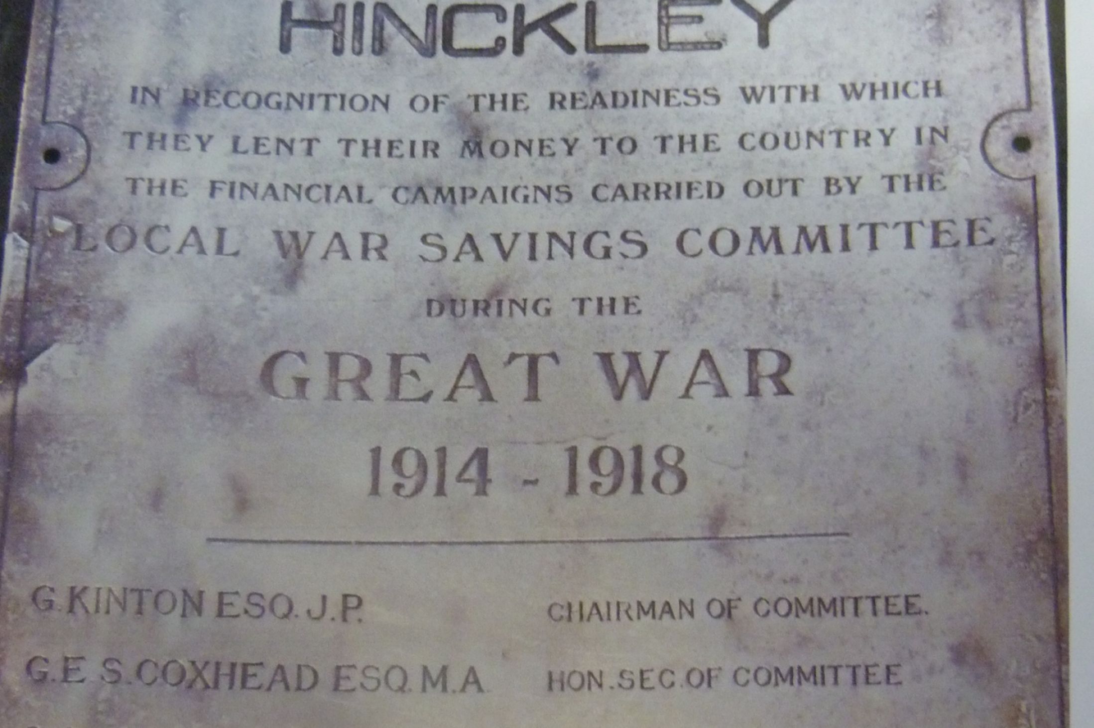 the hinckley tank plaque